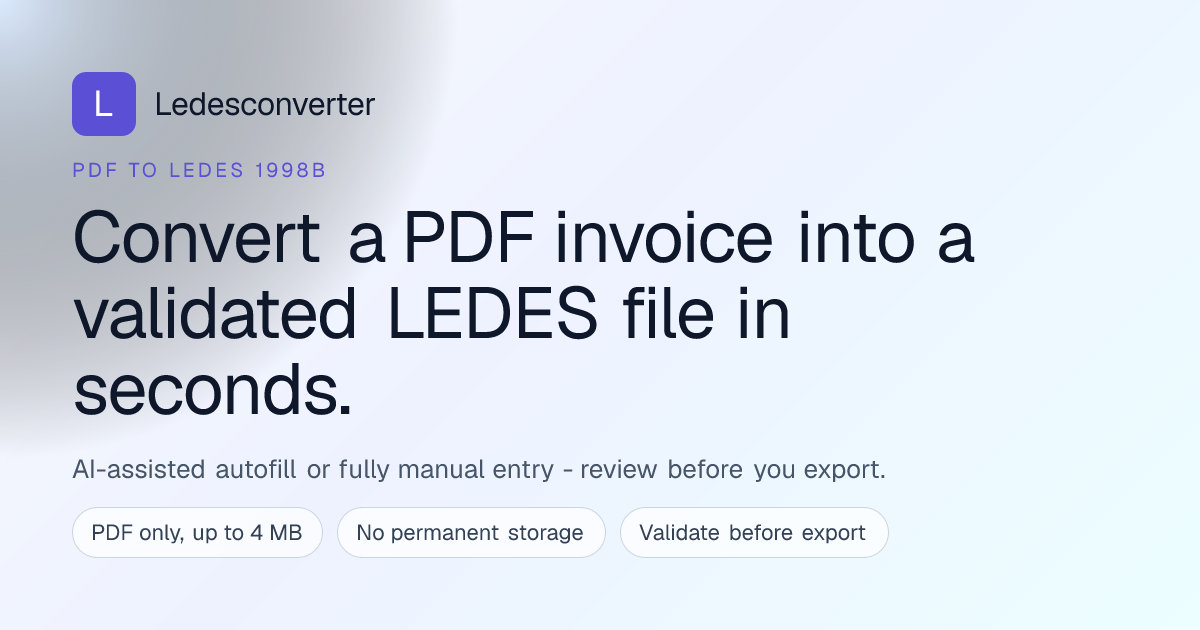Convert PDF Invoices to LEDES | Ledesconverter